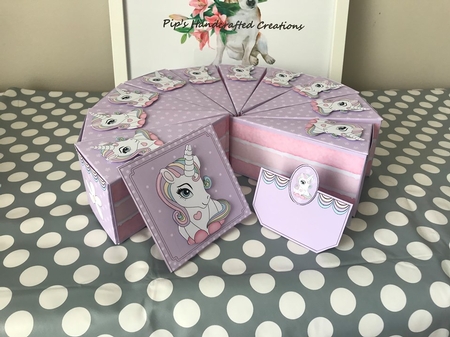 3D Cute Unicorn - Cake Slice Treat Box Gift Set Mini Kit by Debbie Whyte