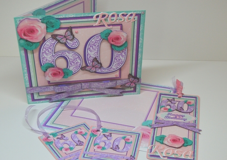 60th Birthday in Mint and Lilac 8x8 Square Mini Kit by Debbie Wilde