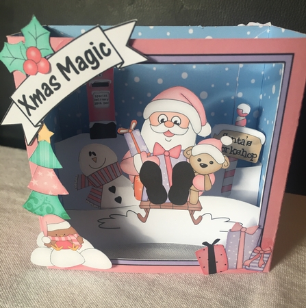 3D Christmas Diorama Shadow Box Card Mini Kit  - Santa is having fun on his Sledge by Debbie Wilde