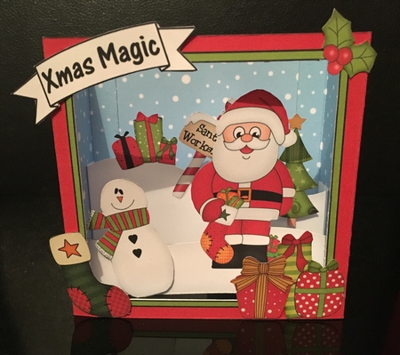 3D Christmas Diorama Shadow Box Card Mini Kit  - Santa has an Xmas Stocking by Debbie Wilde