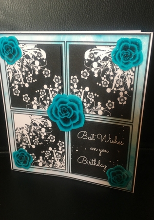 Turquoise on Black Card Topper by Debbie Wilde