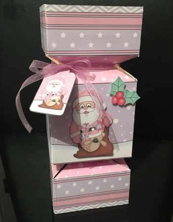 3D Large Christmas Cracker Box -  Santa has a Sack of Presents by Debbie Wilde