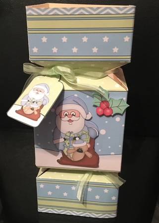 3D Large Christmas Cracker Box -  Santa has a Sack of Presents by Debbie Wilde