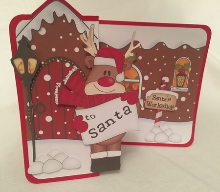 3D Shaped No-Hole Fold Back Christmas Card Mini Kit - Rudolph has a Letter for Santa by Debbie Wilde