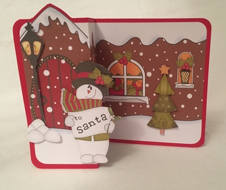 3D Shaped No-Hole Fold Back Christmas Card Mini Kit - Snowman Rio has a Letter for Santa by Debbie Wilde