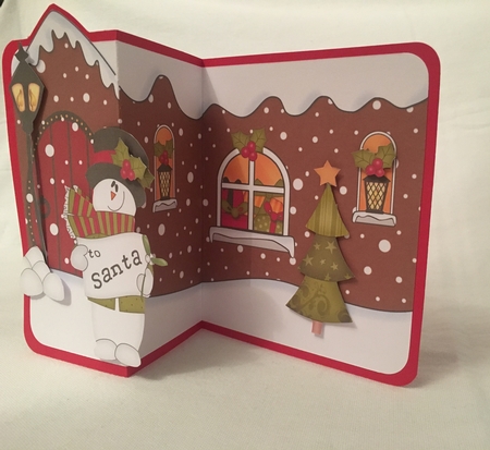 3D Shaped No-Hole Fold Back Christmas Card Mini Kit - Snowman Rio has a Letter for Santa by Debbie Wilde