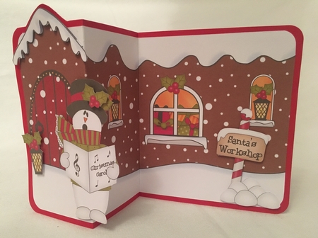 3D Shaped No-Hole Fold Back Christmas Card Mini Kit - Snowman Rio is Carol Singing by Debbie Wilde