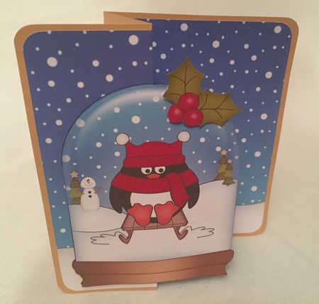 Christmas 3D Shaped No-Hole Fold Back Mini Kit - Pip Penguin is Sledging by Debbie Wilde