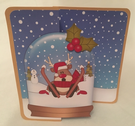 Christmas 3D Shaped No-Hole Fold Back Mini Kit - Oops Rudolph is Skiing! by Debbie Wilde