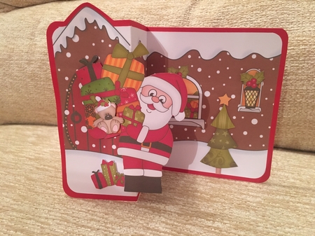 3D Shaped No-Hole Fold Back Christmas Card Mini Kit - Santa has Presents by Debbie Wilde