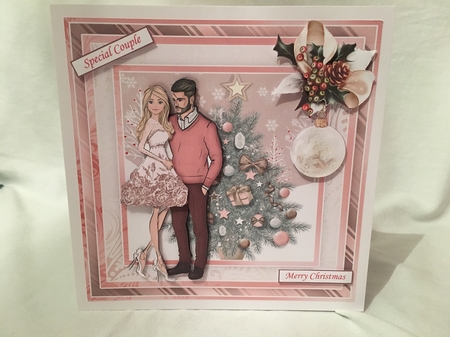 ROSE GOLD CHRISTMAS TREE & COUPLE 7.5 Decoupage & Insert Mini Kit by Debbie Wilde
