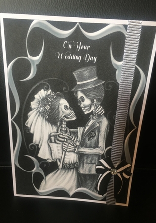 Gothic Wedding Day Card with Gift Tag by Debbie Wilde