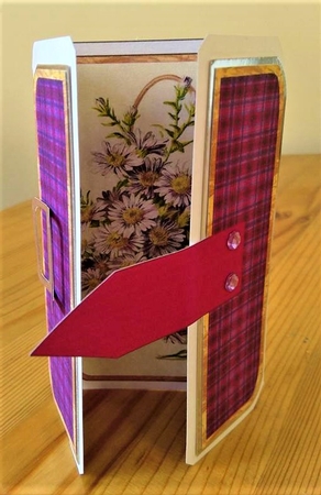Purple Daisies Square Gaefold Buckle Card by Debby Bloor
