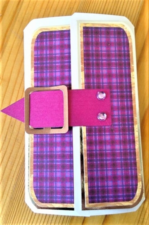Purple Daisies Square Gaefold Buckle Card by Debby Bloor