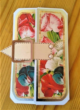 Sweet Peas Square Gatefold Buckle Card by Debby Bloor