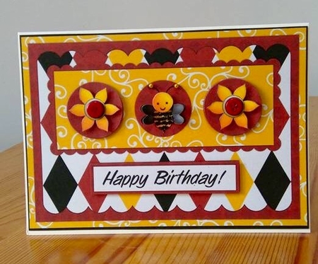 Bee Happy - Happy Birthday Decoupage Card by Debby Bloor