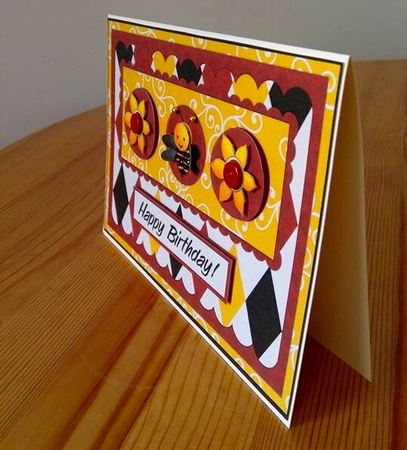 Bee Happy - Happy Birthday Decoupage Card by Debby Bloor