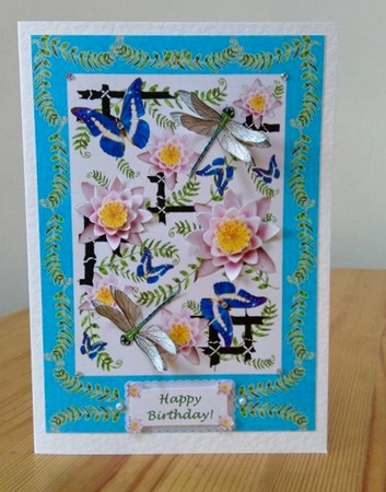 Oriental Blue Butterfly & Dragonfly Decoupage Card Sheet 2 by Debby Bloor