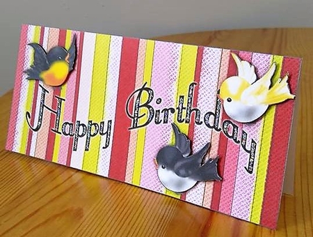 Birthday Birds Hot Stripes by Debby Bloor