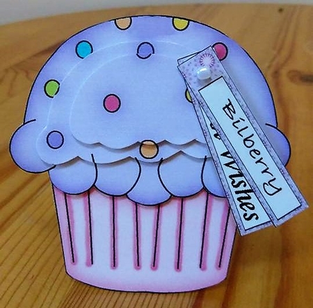 Cupcake Shaped Stacker Card - Bilberry Flavour by Debby Bloor