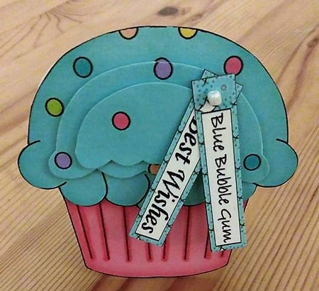 Cupcake Shaped Stacker Card - Blue Bubble Gum Flavour by Debby Bloor