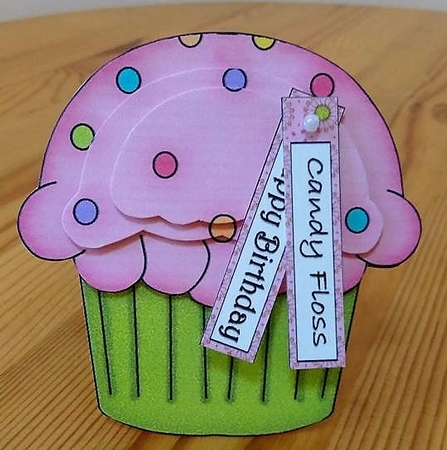 Cupcake Shaped Stacker Card - Candy Floss Flavour by Debby Bloor