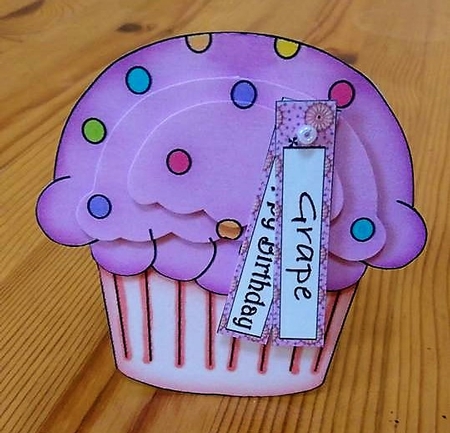 Cupcake Shaped Stacker Card - Grape Flavour by Debby Bloor