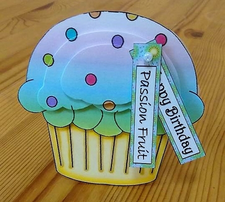 Cupcake Shaped Stacker Card - Passion Fruit Flavour by Debby Bloor