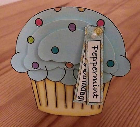 Cupcake Shaped Stacker Card - Peppermint Flavour by Debby Bloor