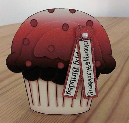Cupcake Shaped Stacker Card - Cherry & Blackberry Flavour by Debby Bloor