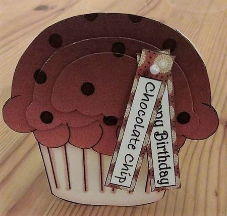 Cupcake Shaped Stacker Card - Chocolate Chip Flavour by Debby Bloor