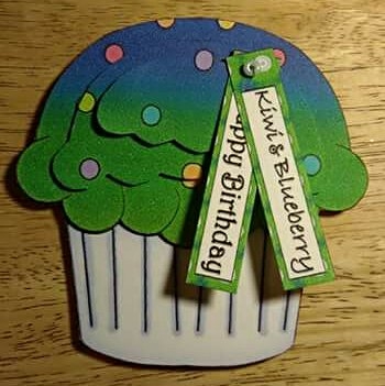 Cupcake Shaped Stacker Card - Kiwi & Blueberry Flavour by Debby Bloor