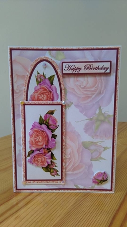 Bookmark Card - Lilac and Peach Roses by Debby Bloor
