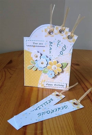 Yellow Daisy Pocket Full of Wishes Birthday Card by Debby Bloor
