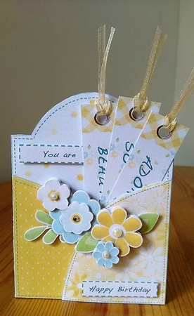 Yellow Daisy Pocket Full of Wishes Birthday Card by Debby Bloor