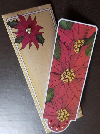 Christmas Poinsettia Bookmark Card & Envelope by Debby Bloor