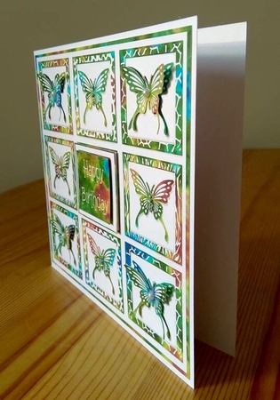 Shadow Box Butterfly Card Topper - Multi Green by Debby Bloor