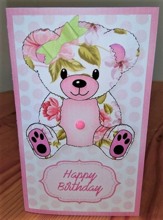 Teddy Bear Money/Voucher Wallet or Envelope - Soft Pink by Debby Bloor