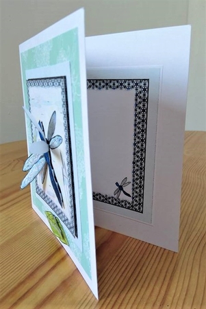 BLUE DRAGONFLY-7 by 7 inch  Dragonfly Decoupage and insert Mini Kit, with 7 Sentiment Tags and Commercial Use by Debby Bloor