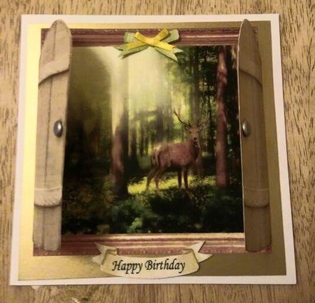 THROUGH THE GARDEN GATES STAG IN MIST UNISEX MULTI USE GET WELL BIRTHDAY ETC 6x6 by Debby Bloor