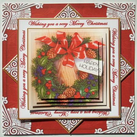 Red Wreath Wu Merry Christmas Diamond Megacoupage Cf Kit by Debi Larson