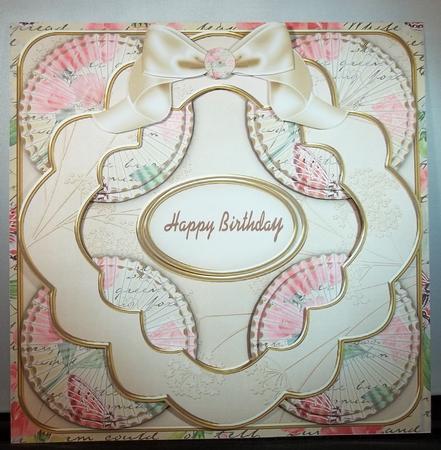 Cream Sweetpeas 60th Birthday 3D Rosette 8in Card Front Kit by Debi Larson
