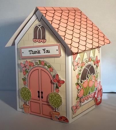 3D Little Country Cottage Rubber Band Pop Up Card by Debi Larson