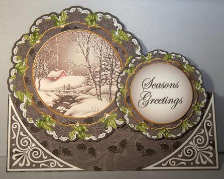Winter Walk Christmas Double Doily Card Mini Kit by Debi Larson