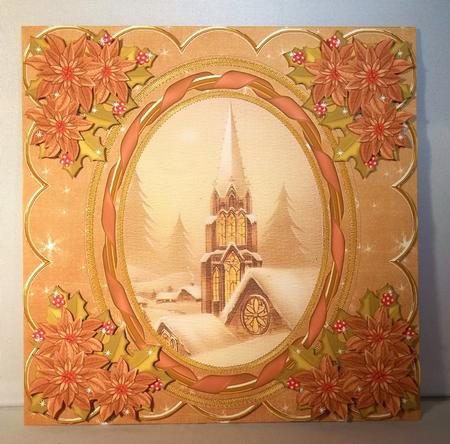 Snow Steeple 7in Oval Ribbon Decoupage Topper Sheet by Debi Larson