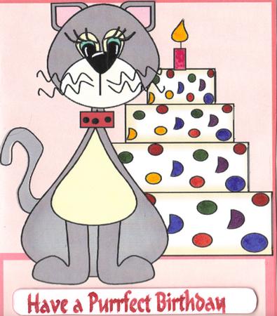 Birthday Girl Purrfect Birthday Cake Cat Card by Debi Post