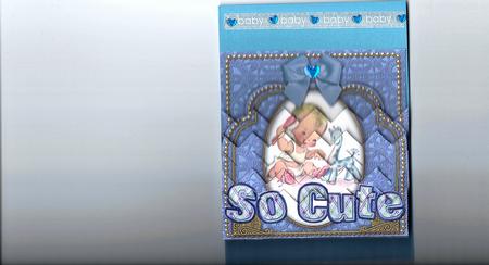 So Cute Baby Boy Blue 5in Zig Zag Bottom Stacker by Debi Post