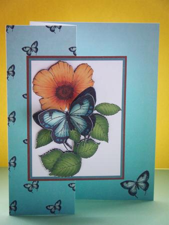 Floral Butterfly Fold Back Card by Deborah Davies
