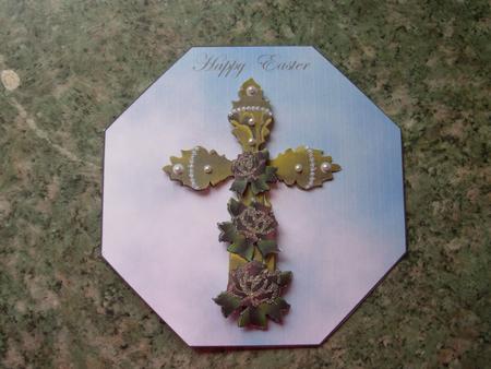 Easter Cross with Roses & Pearls Octogon Shaped Card Featured Gallery Photo