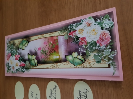 Blooms & Butterflies - Pink & White Roses Large DL by Deborah Horton